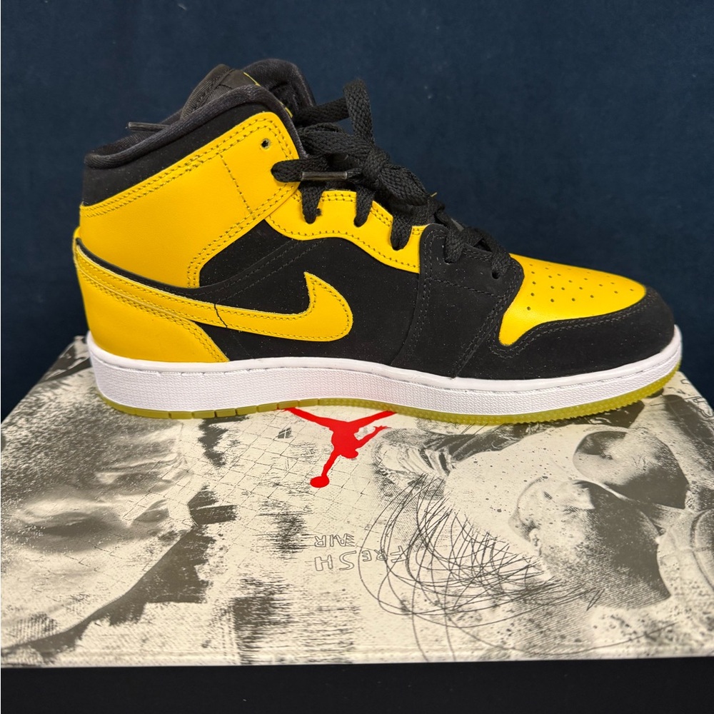Air Jordan Black and Yellow High-Top Sneakers - Picture 13 of 16